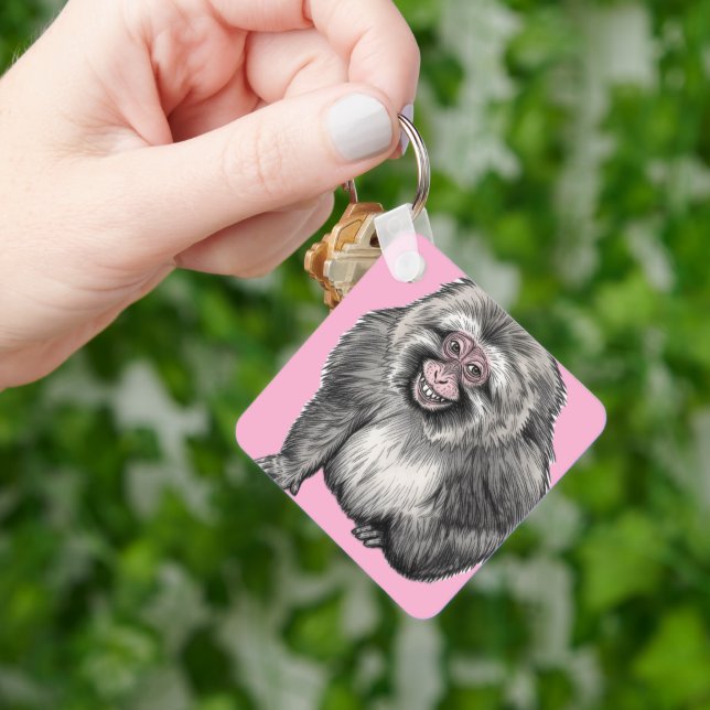 Grinning Monkey - Customizable Funny Gift  Keychain (Hand)