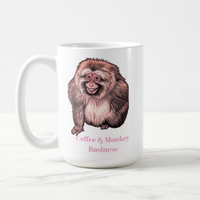 Grinning Monkey Mug- Customizable  Coffee Mug (Left)