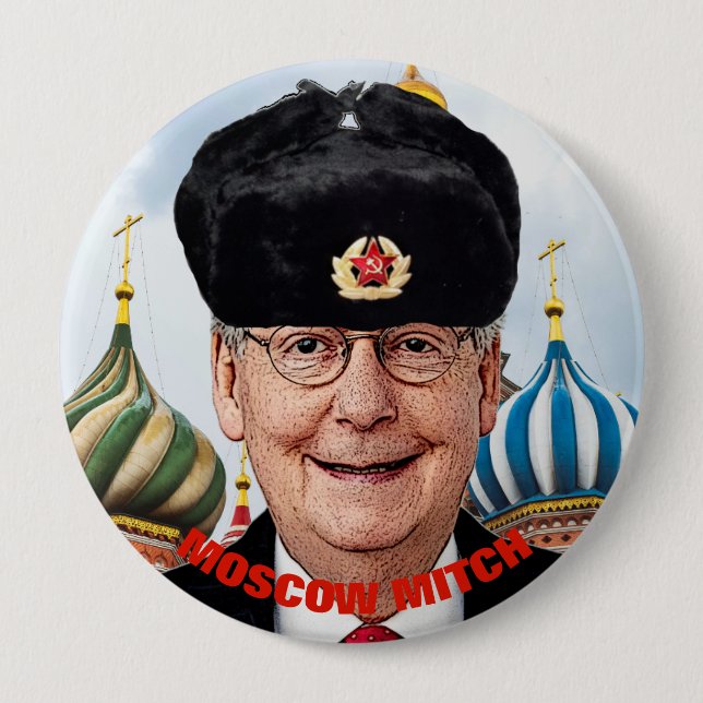Grinning Moscow Mitch McConnell 4 Inch Round Button (Front)
