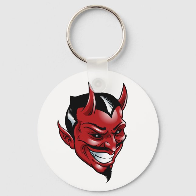 Grinning Red Devil Keychain (Front)