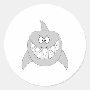Grinning Shark Classic Round Sticker