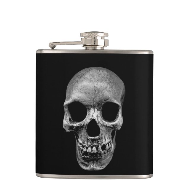 Grinning Skull Hip Flask (Front)