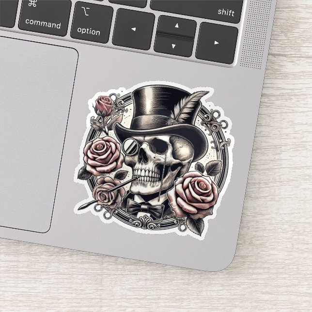 Grinning Skull in Top Hat (Detail)
