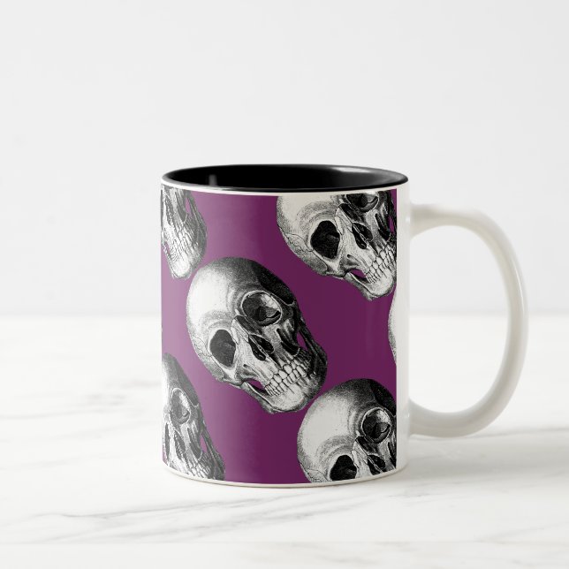 Grinning Skull Repeat Pattern Mug Purple (Right)