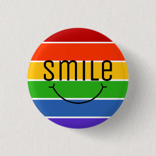 Grinning smile rainbow 1 inch round button