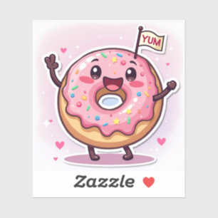 Grinning Sprinkle Doughnut – Kawaii Food Sticker