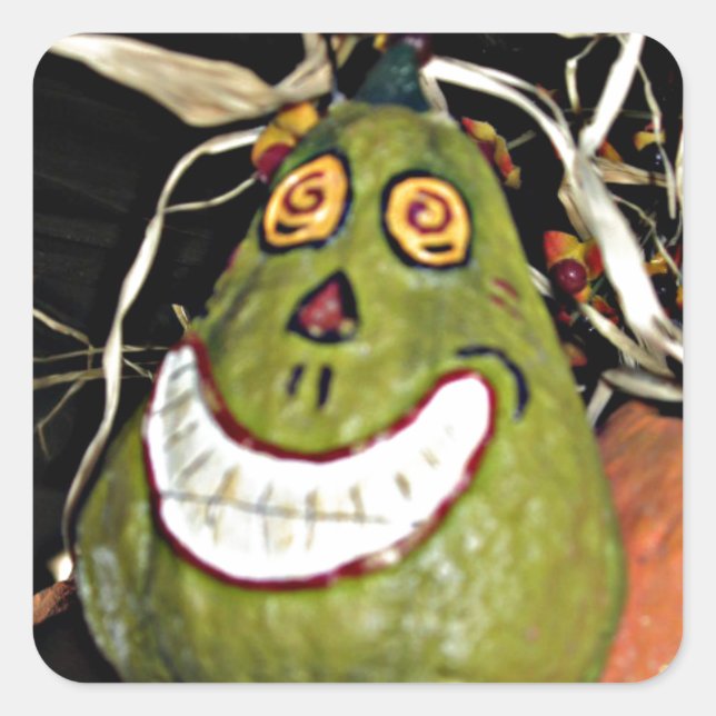 Grinning Squash Square Sticker (Front)