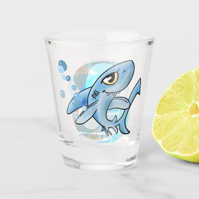 Grinning Toothy Shark Shot Glass (Front)