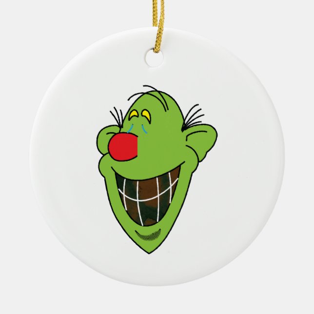 Grinny Goblin Ceramic Ornament (Front)