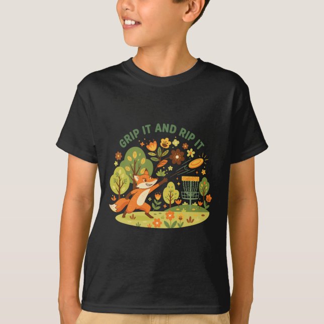 Grip It And Rip It Fox Disc Golf Flying Disc Fun  T-Shirt (Front)