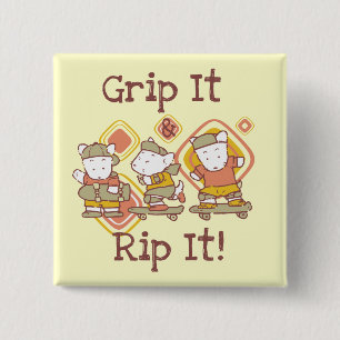 Grip It and Rip It Skateboarding 2 Inch Square Button