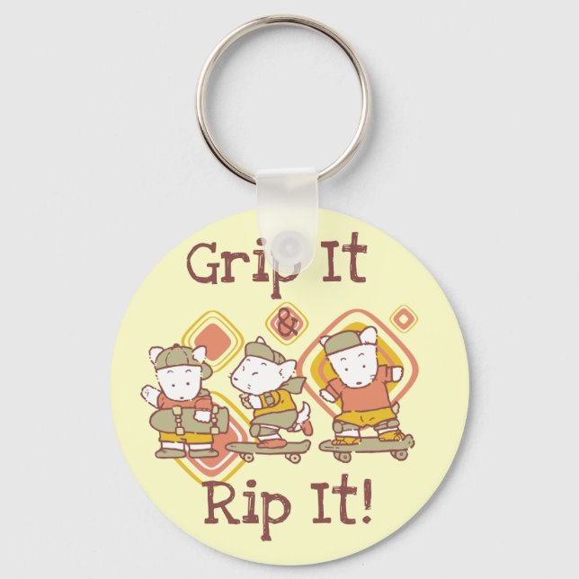 Grip It and Rip It Skateboarding Keychain (Front)