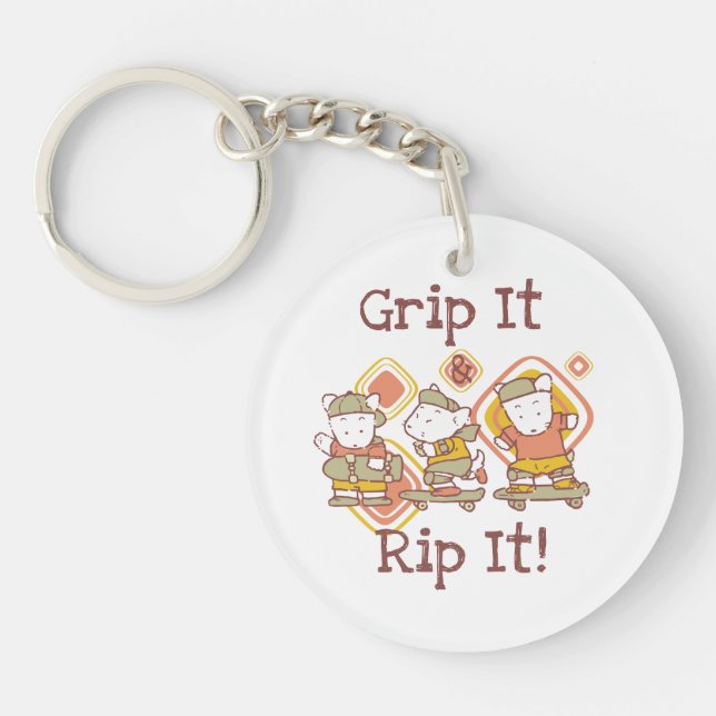 Grip It and Rip It Skateboarding Keychain (Front)