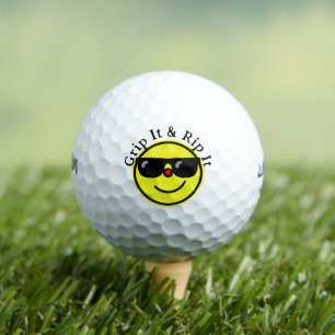 Grip It and Rip It Yellow Happy Face Sunglasses Golf Balls