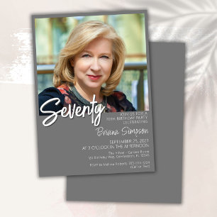 Gris 70e anniversaire Photo Invitation