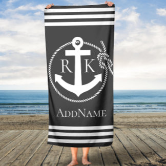 Gris Ancre  Ancres Serviette de bain personnalisée