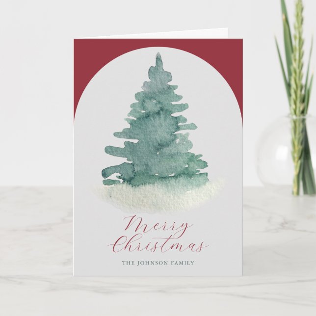 Gris Arche verte Arbre de Noël Carte de vacances (Devant)
