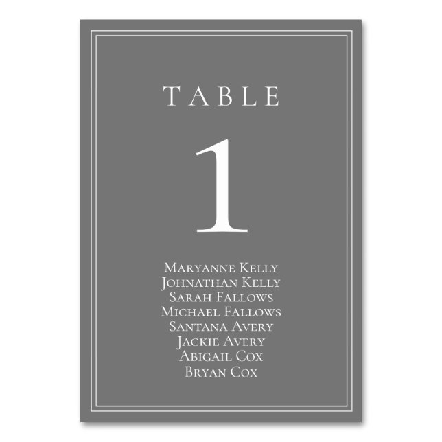 Gris Argent moderne Numéro de table avec tableau d (Par défaut)