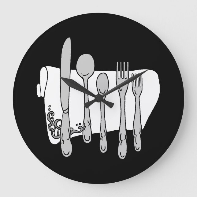 Gris argenterie Blanc Napkin Aucun nombre Horloge (Recto)