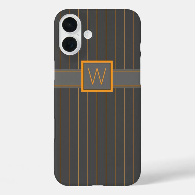 Gris avec Coque -Mate Coque à rayures orange (Verso)