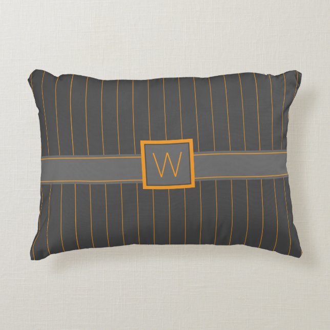 Gris avec Coussin d'accentuation des rayures orang (Devant)