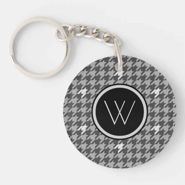 Gris avec Porte - clé Houndstooth Accent Argent (Devant)