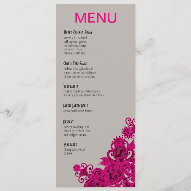 Gris aztèque de fuschia de menu de dîner de (Devant)