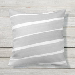 Gris Blanc Abstrait Peint Grille Coussin extérieur