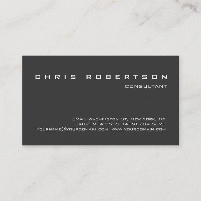 Gris Blanc Agréable Carte de visite de charme (Devant)