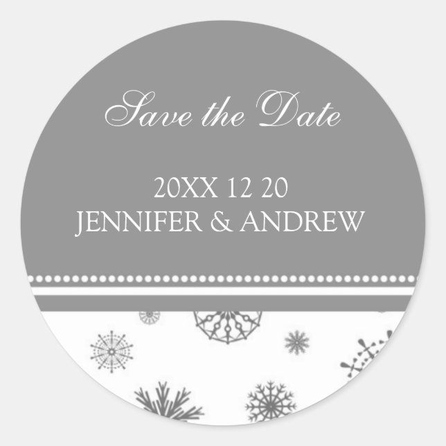 Gris blanc Enregistrer la date Stickers Mariage d' (Devant)