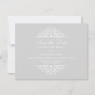 Gris & Blanc Faire-Part de Mariage Vintage à Enreg