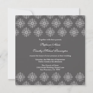 Gris + blanc flocon de neige invitation de mariage
