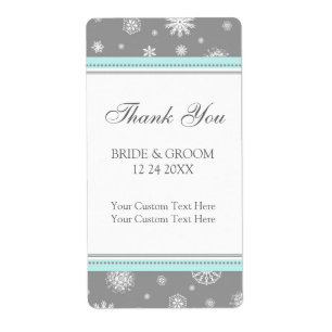 Gris Blue Snowflakes Étiquettes de mariage d'hiver