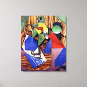 Gris - Bottle of Rum and Newspaper Canvas Print