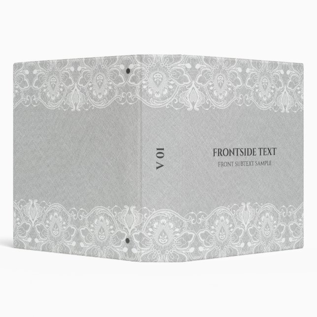 Gris Burlap Linge Look & White Lace 3 Classeur ann (Arrière-plan)