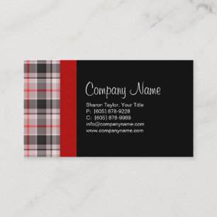 Gris Carte de visite en tissu plaid