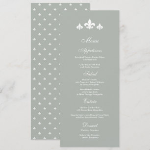 Gris   Cartes de menu Mariage blanc Fleur-de-lis