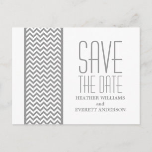 Gris Chevron Bordure Enregistrer la date Carte pos