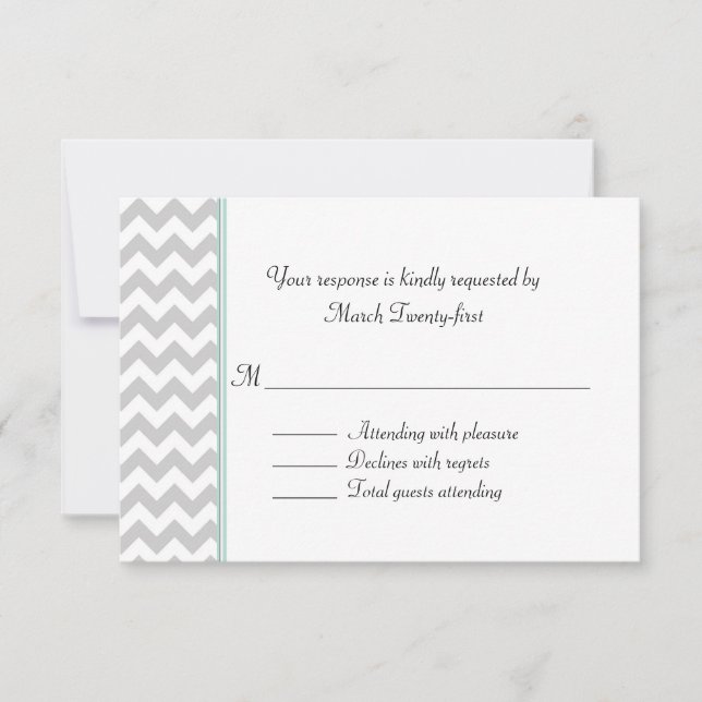 Gris Chevron Carte de mariage personnalisée RSVP (Devant)
