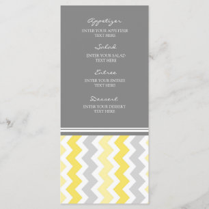 Gris Chevron de jaune de menu de mariage