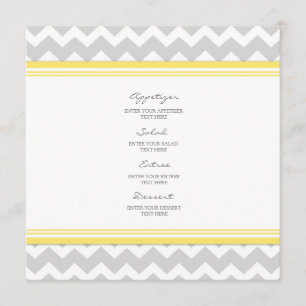 Gris Chevron de jaune de menu de mariage