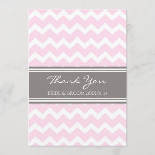 Gris Chevron de rose de cartes de Merci de mariage