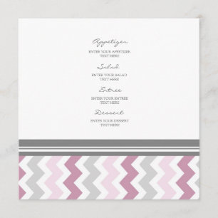Gris Chevron de rose de menu de mariage