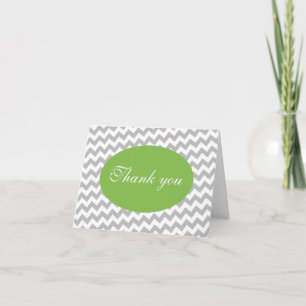 Gris Chevron et vert clair Carte de remerciements 