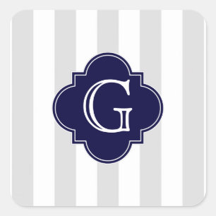 Gris clair Gris blanc rayures, Étiquette bleu mari