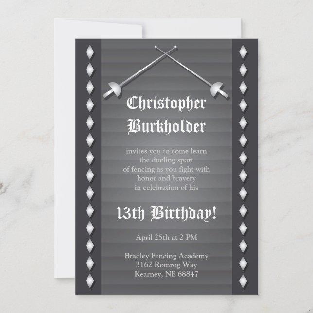 Gris clôture Anniversaire Fête Invitation (Devant)