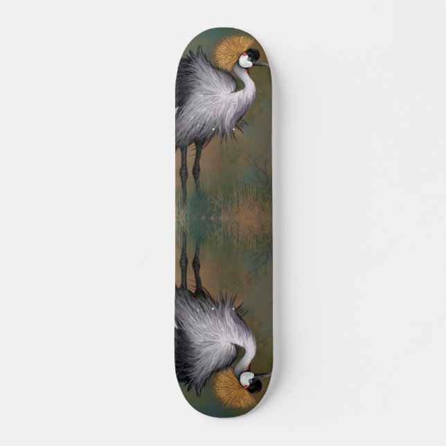 Gris Crowne Crane Bird Skateboard (Devant)