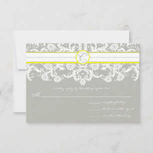 Gris Damas Fissures de mariage jaune vif RSVP