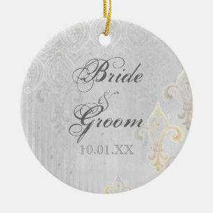 Gris de Fleur di Lys Damask 2 - ornement de