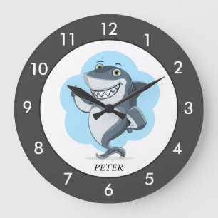 Gris de requin personnalisé Grande horloge